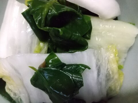 ツルムラサキと白菜の和え物